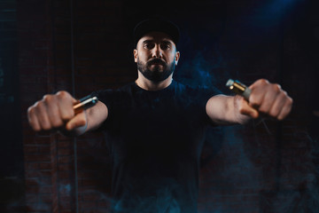 Man vaping an electronic cigarette