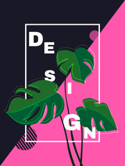 creative poster design with tropical leaves