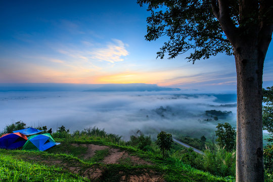 Ta-Kian-Ngo, Landscape sea of mist on the mountain in Phetchabun province  Thailand.
