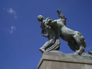 Obraz premium Low angle view of statue at House of the National Assembly of Serbia, Belgrade, Serbia
