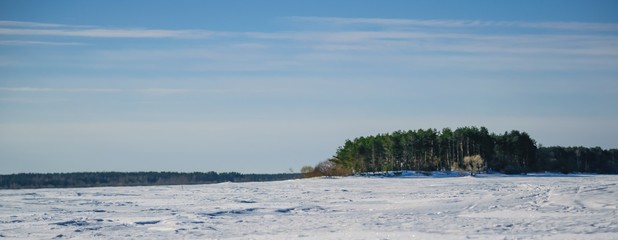 Island of the Bog on the Rybinsk reservoir of the Yaroslavl region