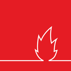 sign Flame Icon isolated on red background