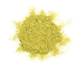 Powdered matcha tea, on white background