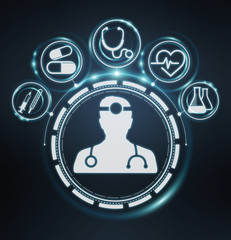 Healthcare modern interface 3D rendering