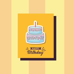 happy birthday card with sweet cake vector illustration design