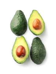 Fresh avocados on white background