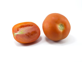 Tomatoes on a white isolated background.