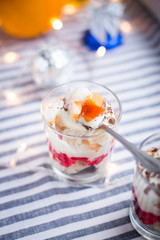 Dessert with jelly and fruit