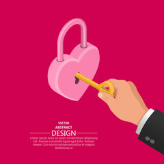 Hand with a key in the lock