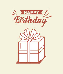 happy birthday postcard with gift box vector illustration design