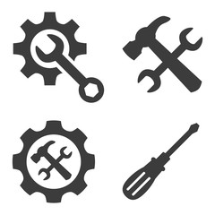 Car service and repair icons set on white background.
