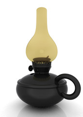 Old retro vintage kerosene lamp. 3d render