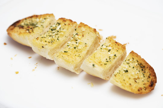 garlic bread on white backround