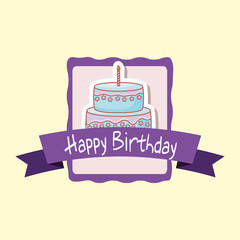 happy birthday frame with sweet cake vector illustration design