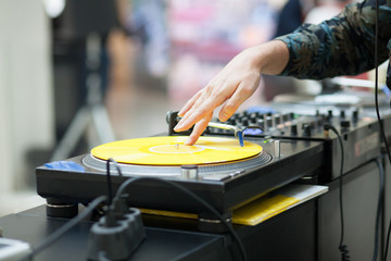 DJ spinning a record