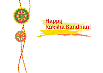 Template card for Raksha bandhan celebration with decorative Rakhi on white background, vector illustration
