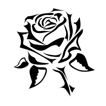 Vector drawing of a rose tattoo, logo.