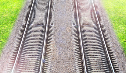 Fototapeta premium Railroad lines background. Railway path concept.
