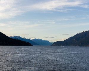 Fototapeta na wymiar Ocean view from Ferry to Bowen Island from Horseshoe Bay, BC, Canada. 