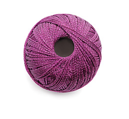Ball of knitting thread on white background