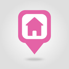 Home pin map icon. Map pointer, markers.