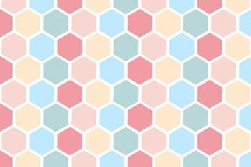 Hexagonal pattern with pastel colour on white background