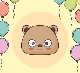 cute bear clebrating party kawaii character vector illustration design