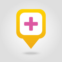 Obraz premium Plus, Hospital ,Pharmacy, Clinic pin map icon.