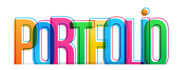 Portfolio colorful word, vector design.