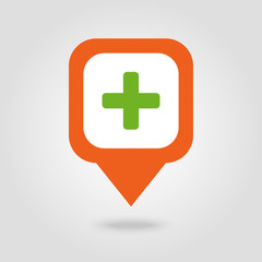 Plus, Hospital ,Pharmacy, Clinic pin map icon.