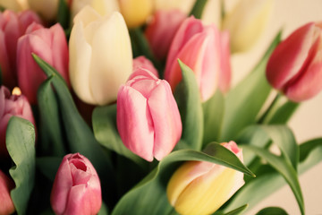 Beautiful bouquet of tulips, closeup