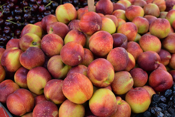 pile of nectarines grocery shop fruit