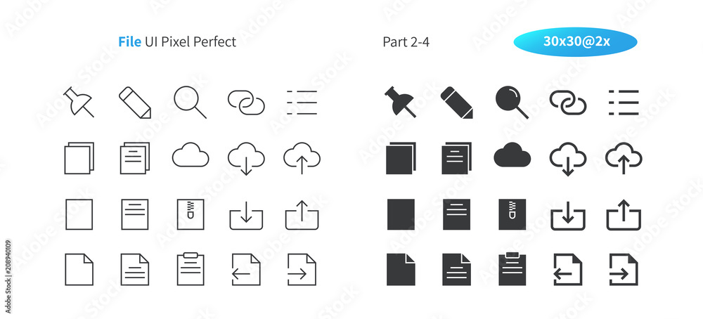 Fototapete file ui pixel perfect well-crafted vector thin line and solid icons 30 2x grid for web graphics and 