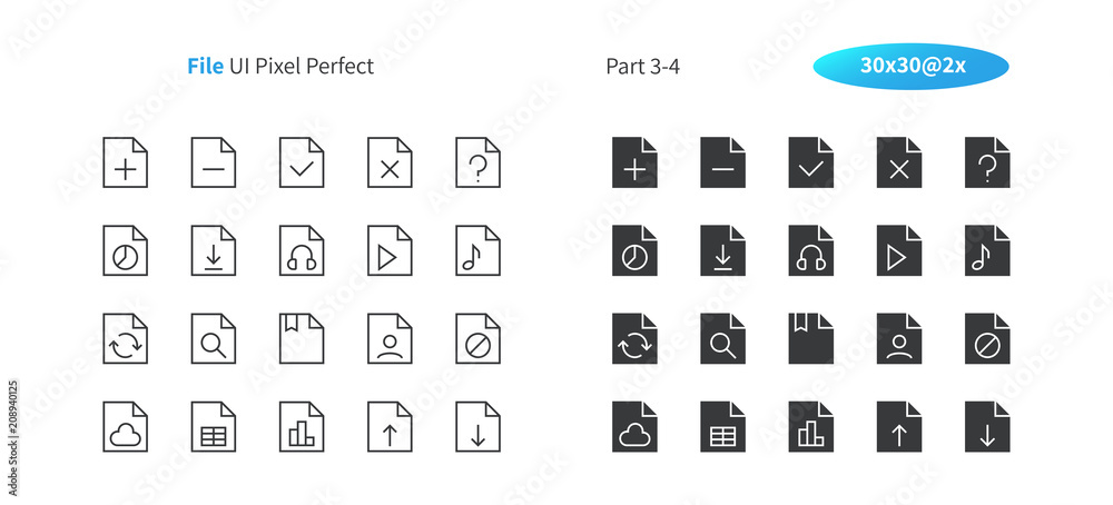 Fototapete file ui pixel perfect well-crafted vector thin line and solid icons 30 2x grid for web graphics and 