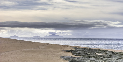 view from Hope Island beach to the mainland of Queensland, Australia