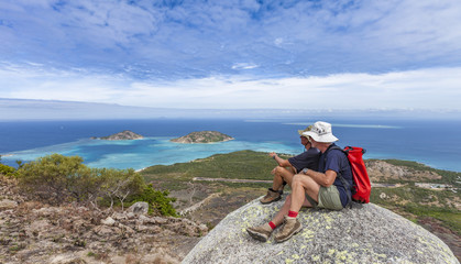 spectacular view from Captain Cooks lookout from the top of Lizard Island over the Grat Barrier...