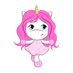 Vector cartoon unicorn girl.
