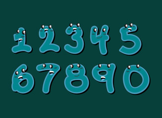 set numbers kawaii comic characters vector illustration design