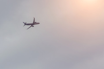 the plane flies in the direction of the sun