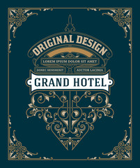 Vintage logo template, Hotel, Restaurant, Business or Boutique Identity. Retro cards set. Vetor