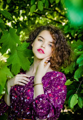 Portrait of a amazing lady with curly hair