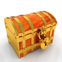 Gold chest. 3d render