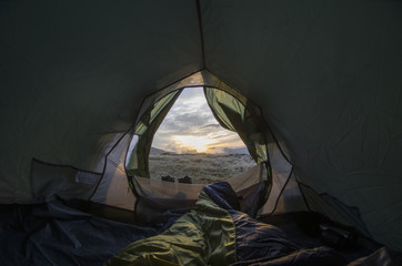 Looking out of a Camping Tent