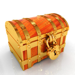 Gold chest. 3d render
