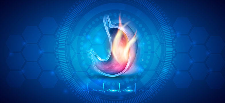 Stomach disorder abstract design, normal cardiogram below