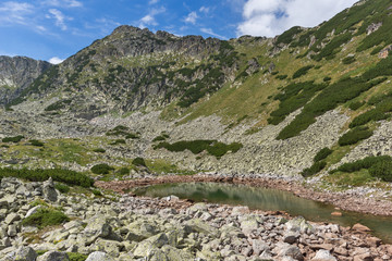 Landscape with Green hills and Musalenski lakes,  Rila mountain, Bulgaria