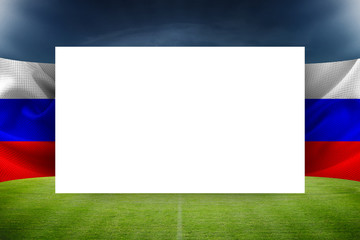 Football Russia 2018 World Soccer Championships Cup Background Frame with Blank White Canvas