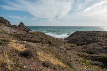 Fototapeta na wymiar The coast and the sea in the Cabo de Gata of Almeria