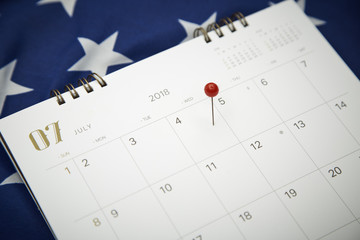 Calendar Red Pin 4th July Independence Day