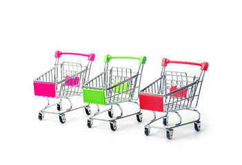 isolated shopping cart on the white